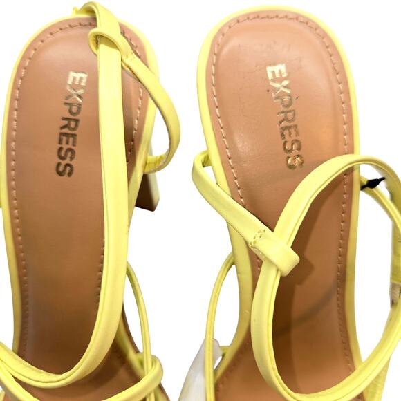 NWT Express 9 Women's Sandel Shoes 4 1/2inch Heels Yellow New Tags - Picture 5 of 8